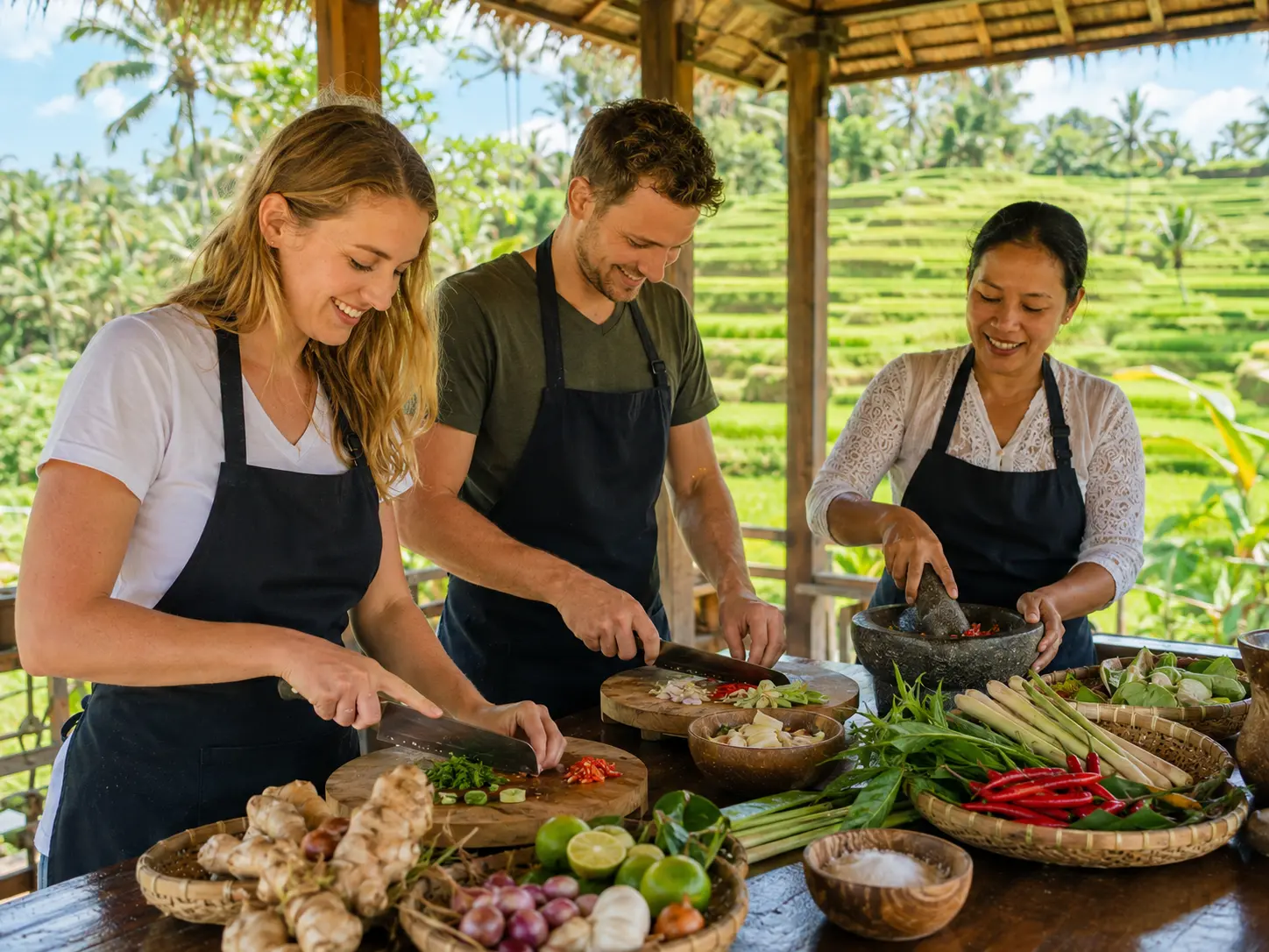 Balinese cooking class with traditional ingredients and hands-on food preparation